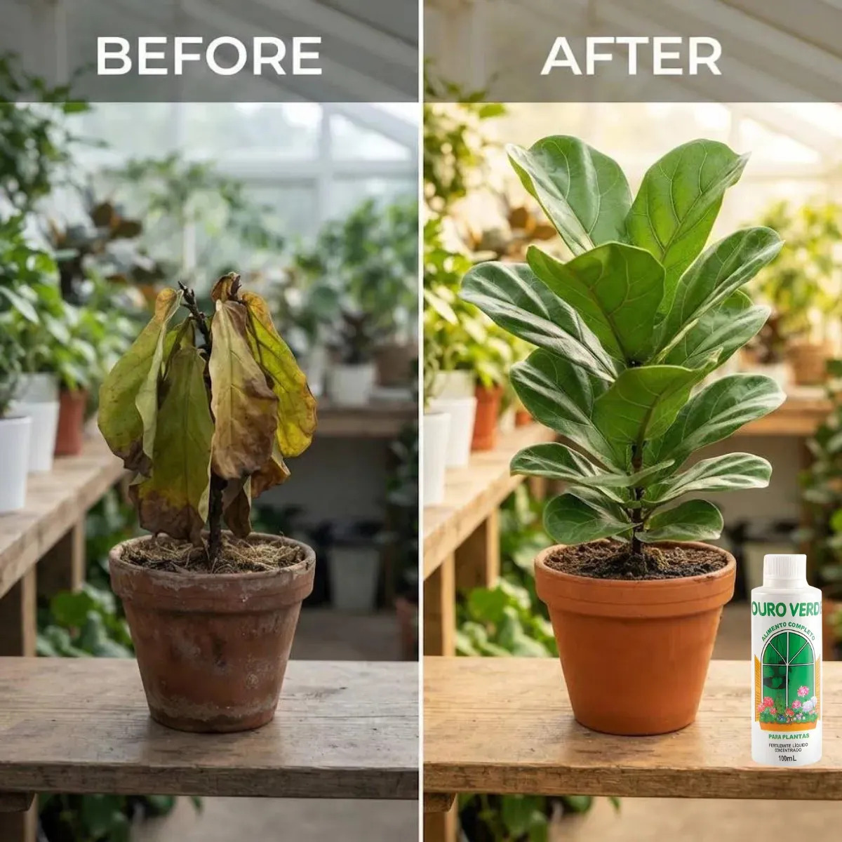 Adubo Líquido Ouro Verde 100 mL Fertilizante para Plantas e Gramados