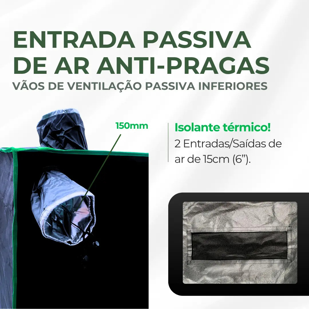 Estufa Grow 60×60 Tenda Cultivo Indoor Com Tela Anti Praga Cor Preto