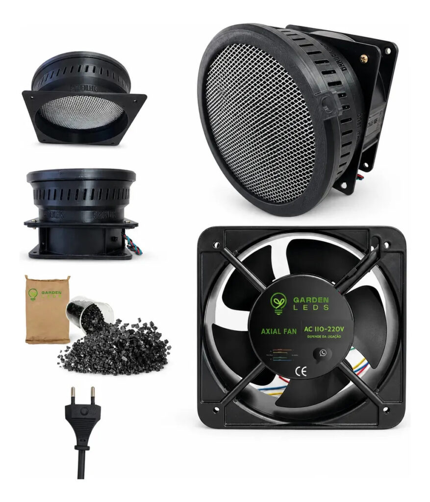 Kit 120mm Exaustor + Filtro Carvão Ativado Odor Grow Indoor Cor 110v