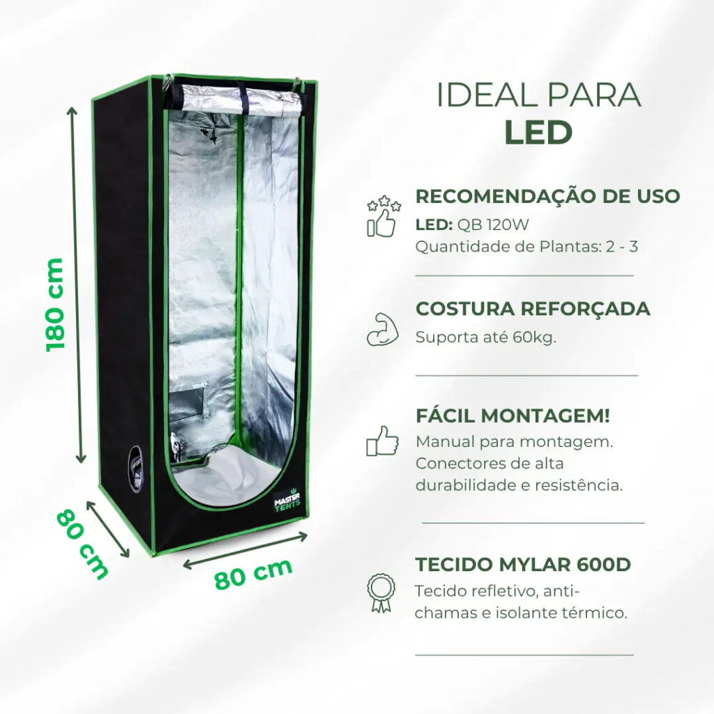 Tenda Estufa Grow 80x80x160 Não! A Nossa É De 80x80x180! Cor Preto