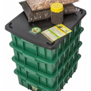 Composteira Doméstica Média 60L com Minhocas Californianas MinhocoShow Cor Verde