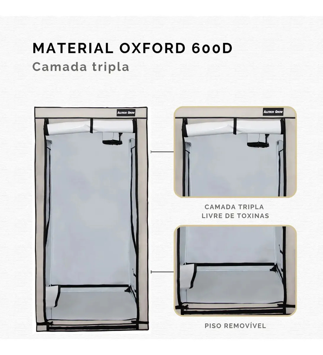 Estufa Grow Cultivo Indoor Tendas 60x60x160 Ervas Plantas Cinza