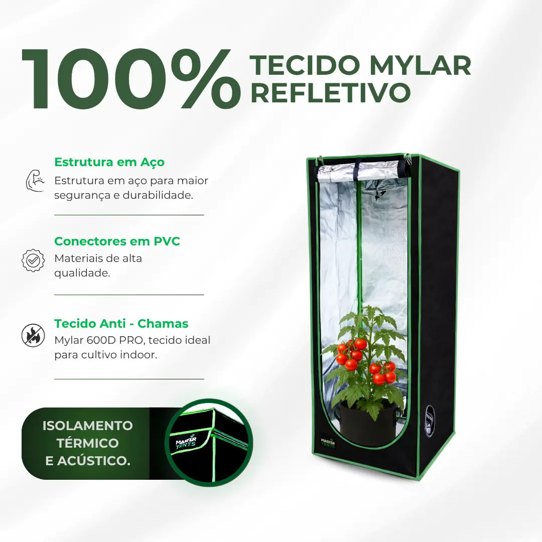 Estufa Grow 60×60 Tenda Cultivo Indoor Com Tela Anti Praga Cor Preto